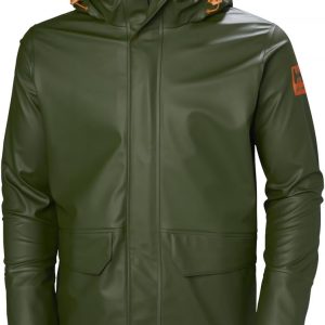 Workwear Gale Men’s Waterproof Rain Jacket - Heavy-Duty PU Polyester Windbreaker - Packable Hood & Hem